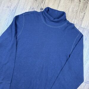 Buck Mason Slub Waffle Turtleneck Mens L Black Knit Lightweight Sweater Thermal